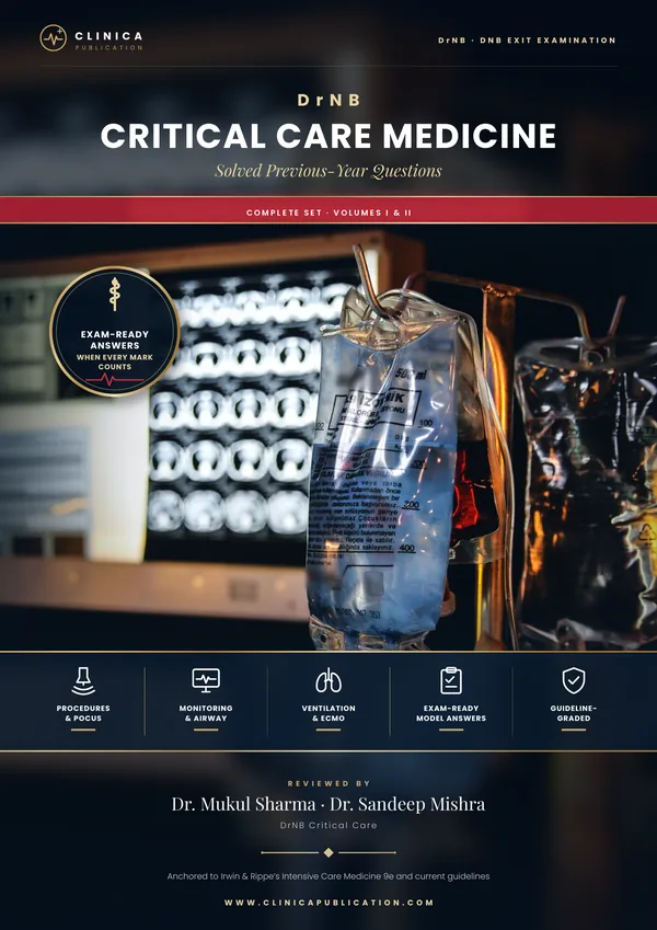 DrNB Critical Care Medicine — Solved Previous-Year Questions cover